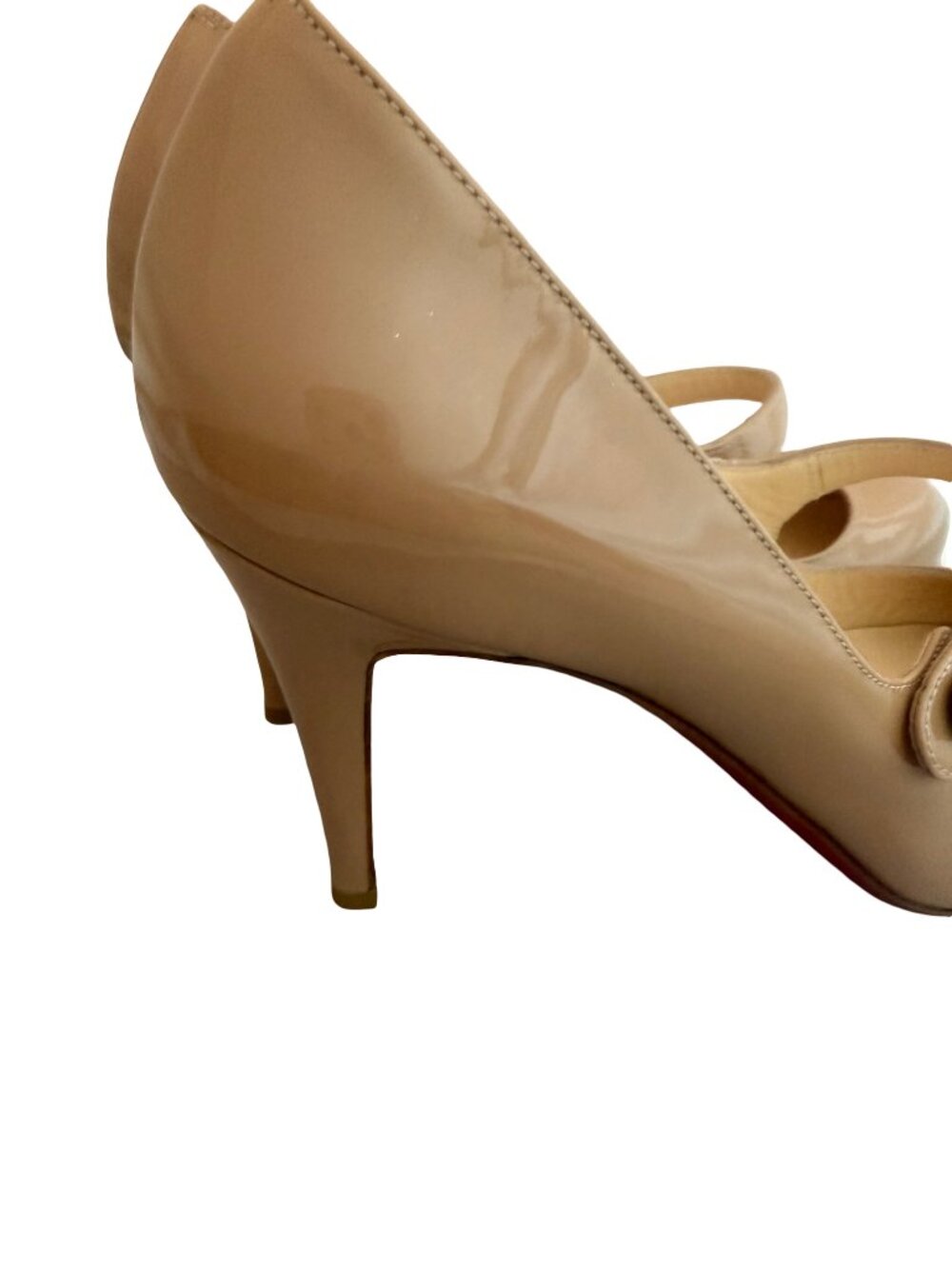 Christian Louboutin Charleen Patent Leather Mary Jane Pumps Nude 100mm Size 39 - Picture 11 of 16